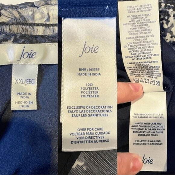 Joie Flowy Chiffon Trapezoid Baltic Print Navy Sleeveless Mini Dress Size XXL - Picture 4 of 11